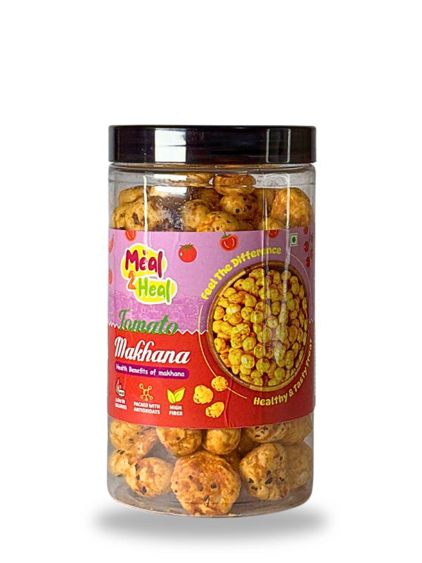 Organic Roasted Makhana, 80g - Tangy Tomato Flavored - Perfect Snack for Those Who Love the Taste of Fresh Tomatoes